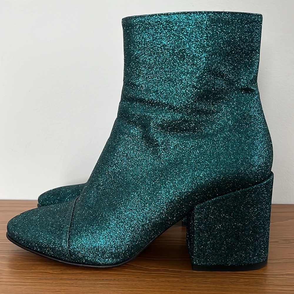 Dries Van Noten Ikat Glitter Block Heel Bootie Boots - Picture 3 of 16